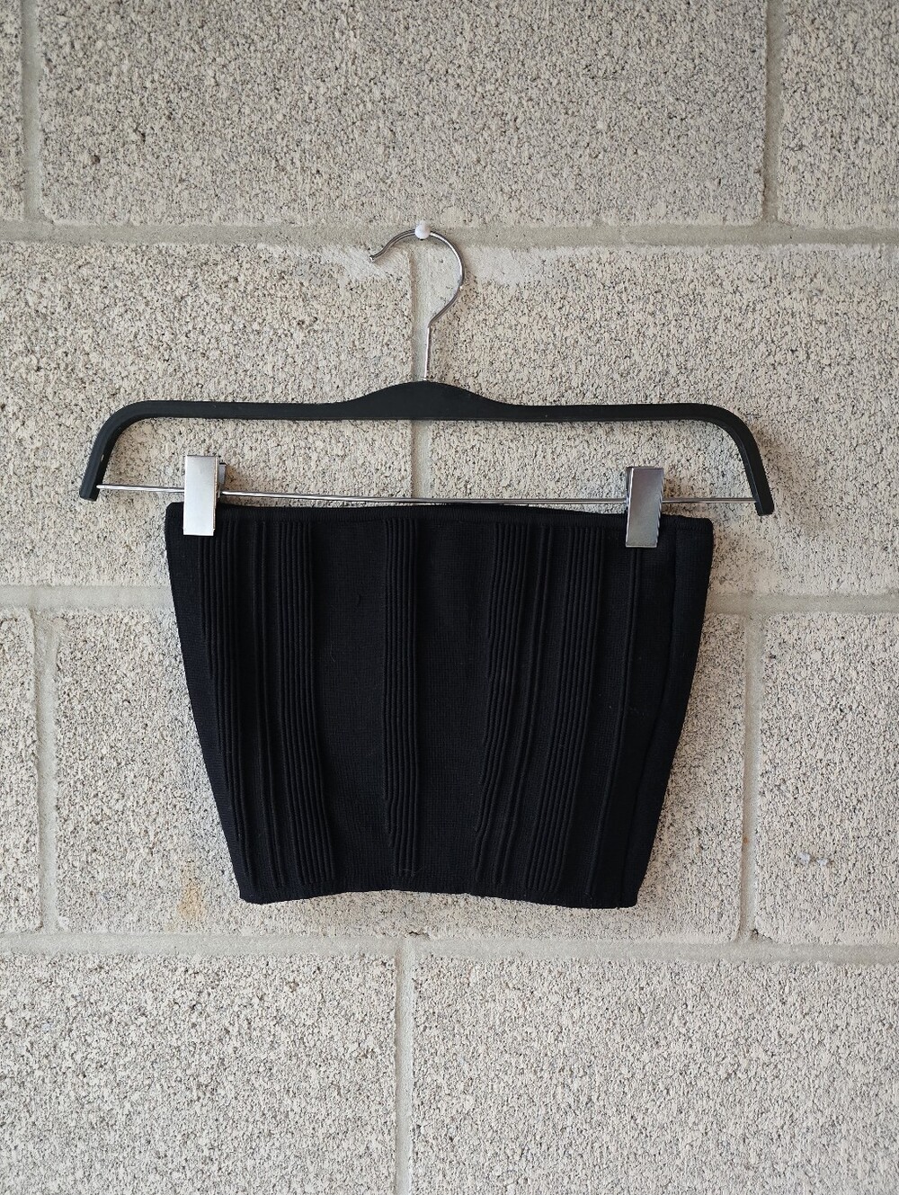 Babaton Black Ribbed Knit Tube Top